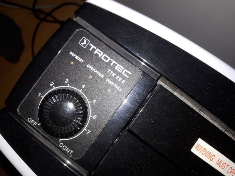 Dehumidifier settings panel